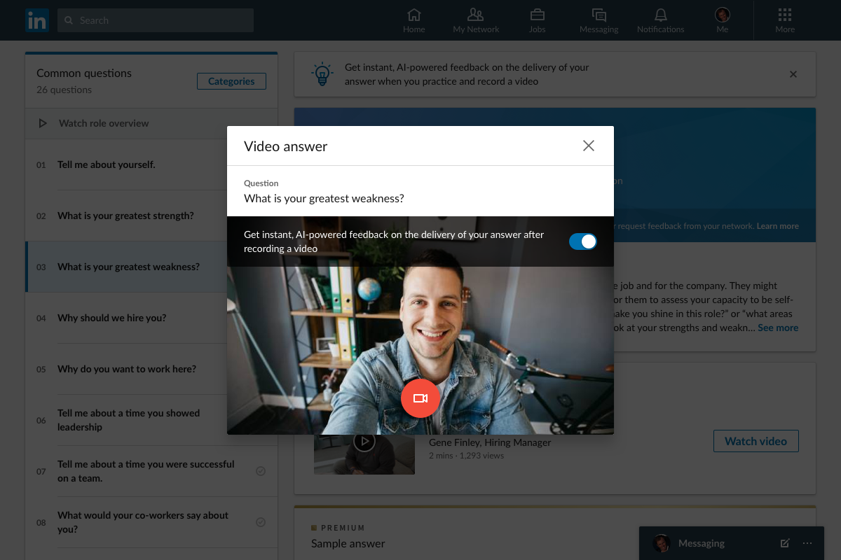 LinkedIn Virtual Interview tool