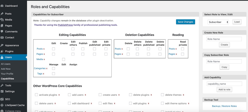 WordPress user roles