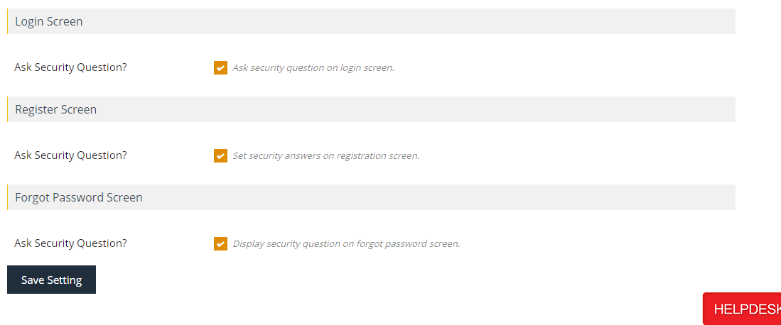 enable security questions