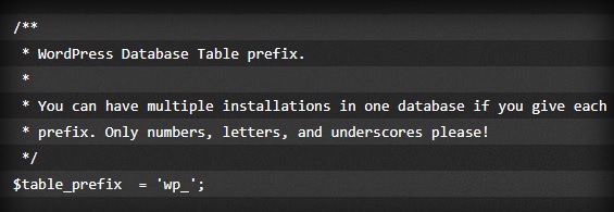 database wp config