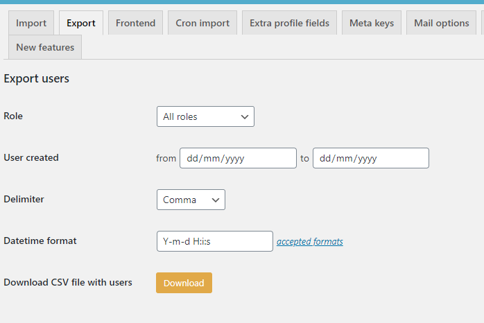 export WordPress users