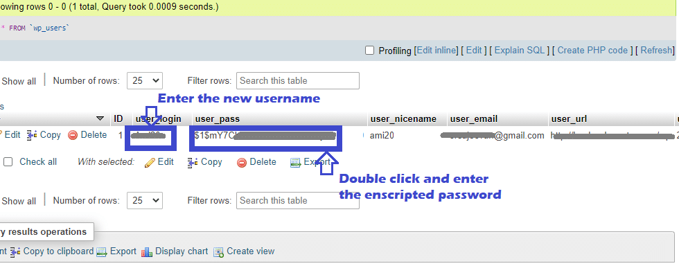 Creating Username and Password From the Database