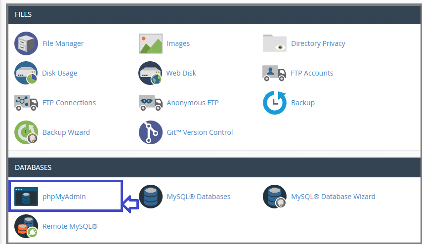 Locating database from C-panel